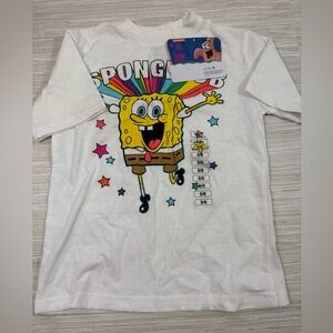 🆕 SPONGEBOB SQUAREPANTS 5/6 ✨ short sleeve White Kids T-Shirt NWT